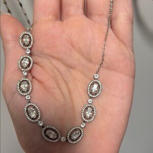 Elegant Silver Necklace with Clear Gemstones